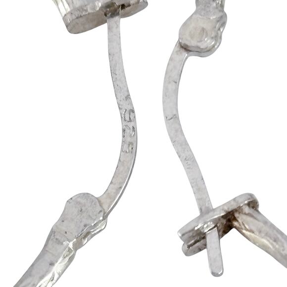 Estate Sterling Silver 925 Textured Hoop Earrings - Picture 4 of 7